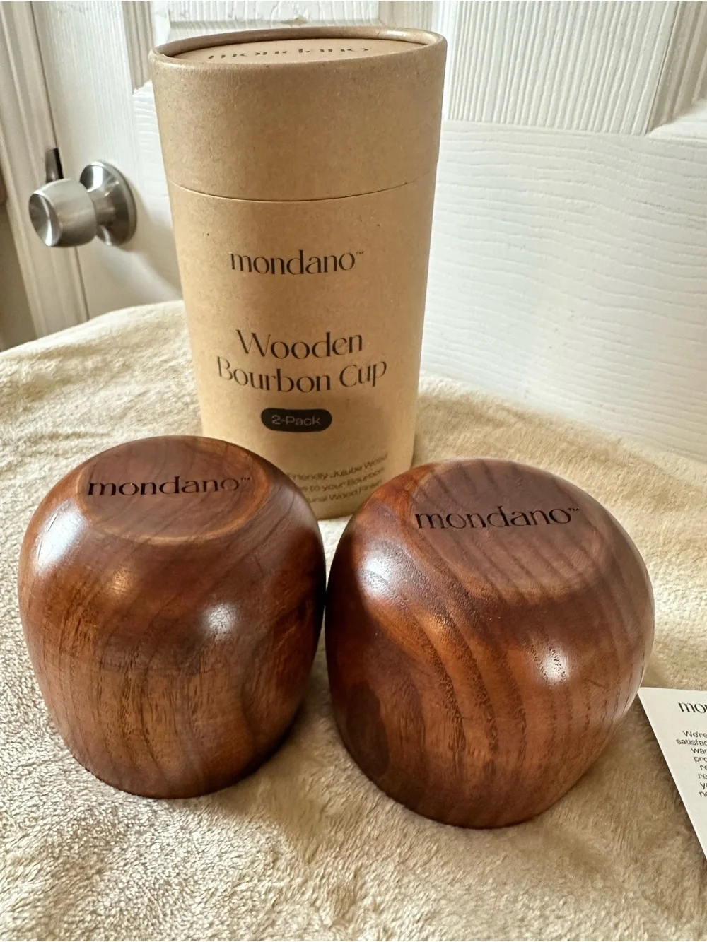 Monsanto Elegant Brown Wooden Bourbon Cups - 2 Pack New in Box